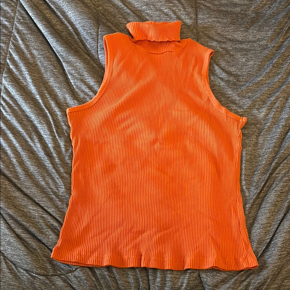 Extra Touch Orange Sleeveless Tank Top